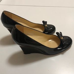 Kate Spade Black Wedge Shoes with Bow